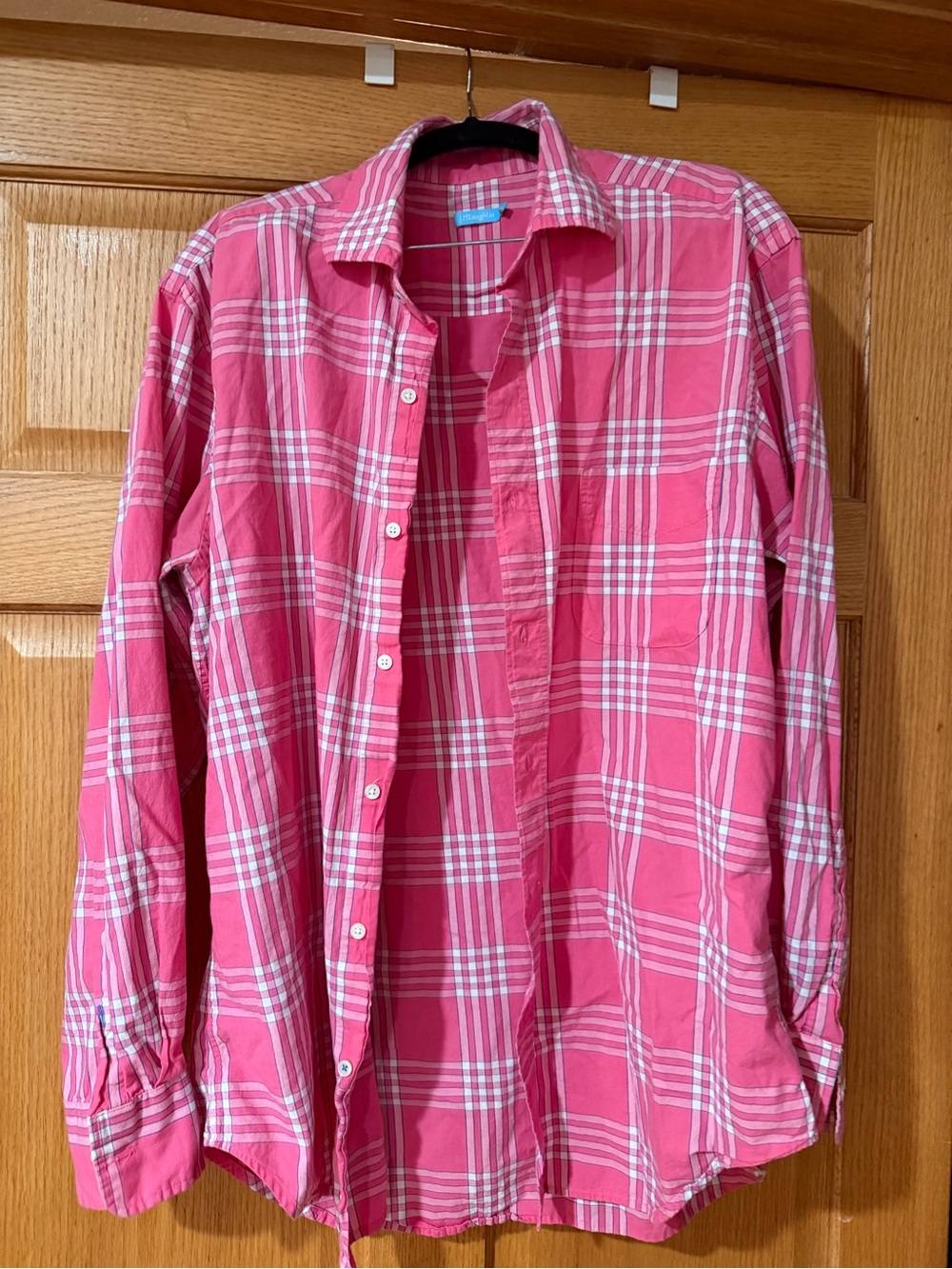 J.McLaughlin Women's Size L Plaid Button Down Shirt Pink Multi-Color Casual